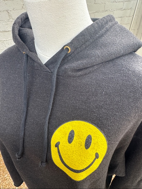 Aviator Nation Smiley 2 Relaxed Cropped Pullover Hoodie Black Size S - Picture 11 of 13